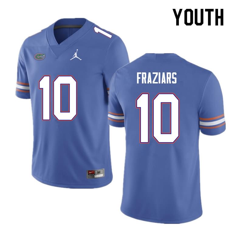 Youth NCAA Florida Gators Ja'Quavion Fraziars #10 Stitched Authentic Nike Blue College Football Jersey ARX5265NF